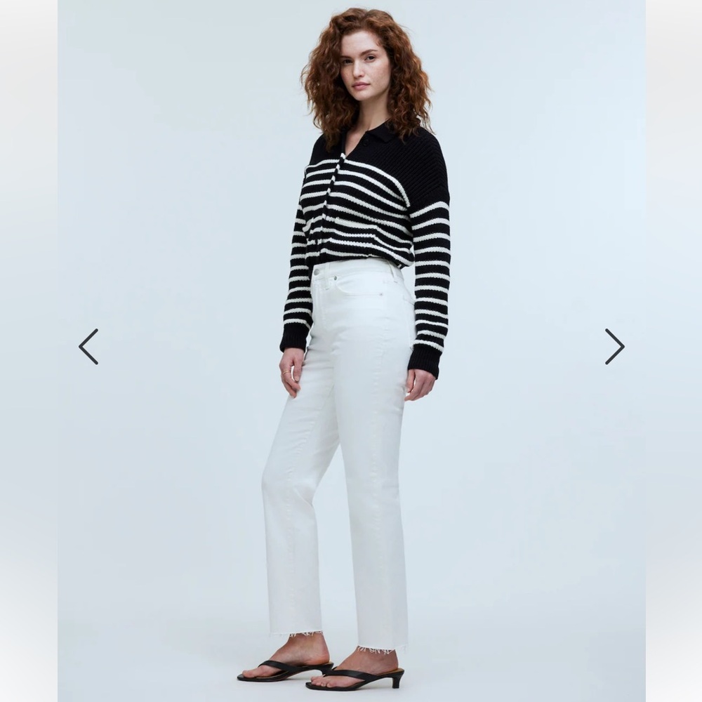 Madewell the perfect vintage crop Jean in white cream size 28 raw hem EUC